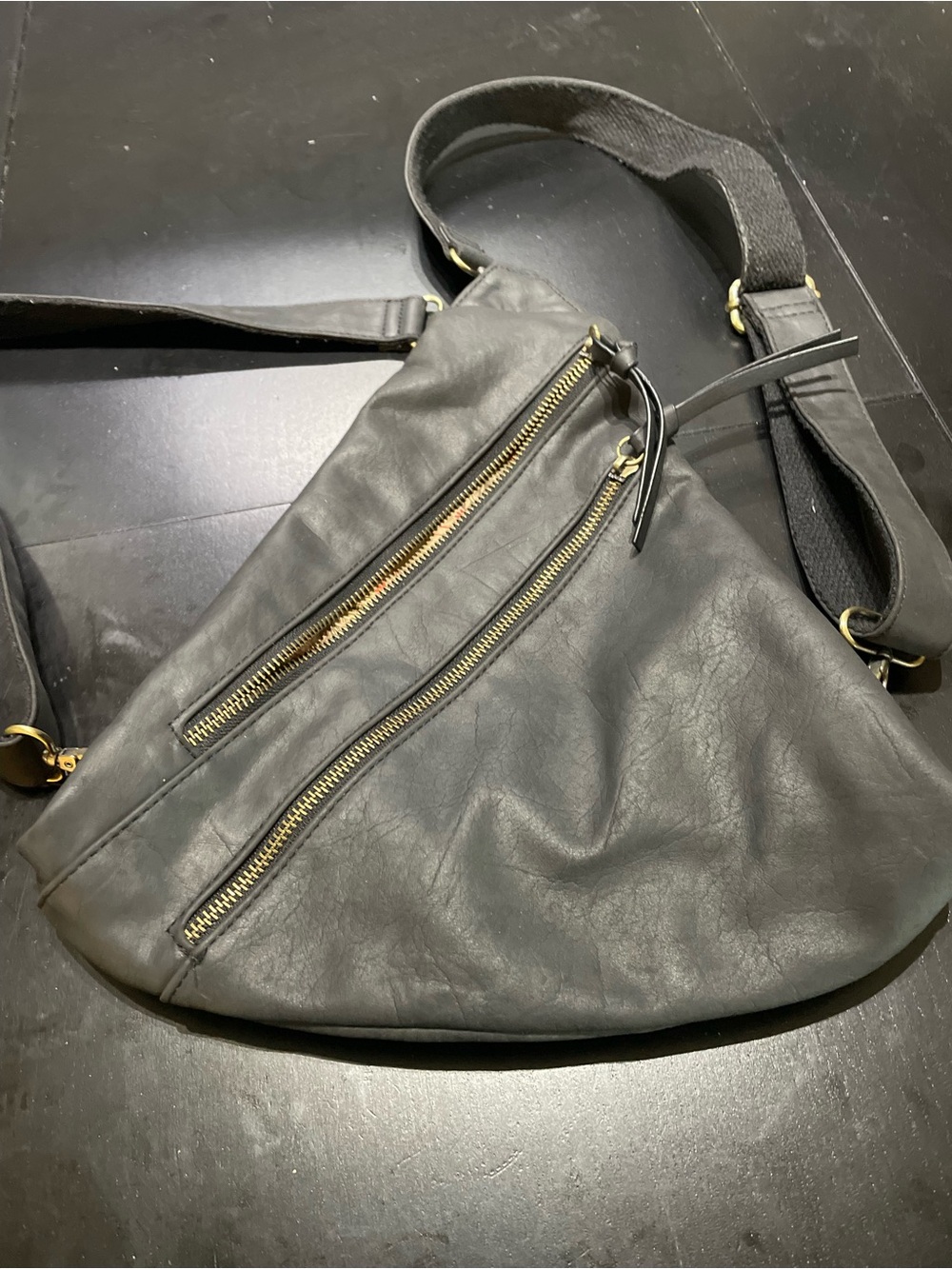 Joy Susan Peyton Double Zip Convertible Sling/Backpack black purse bag top zip